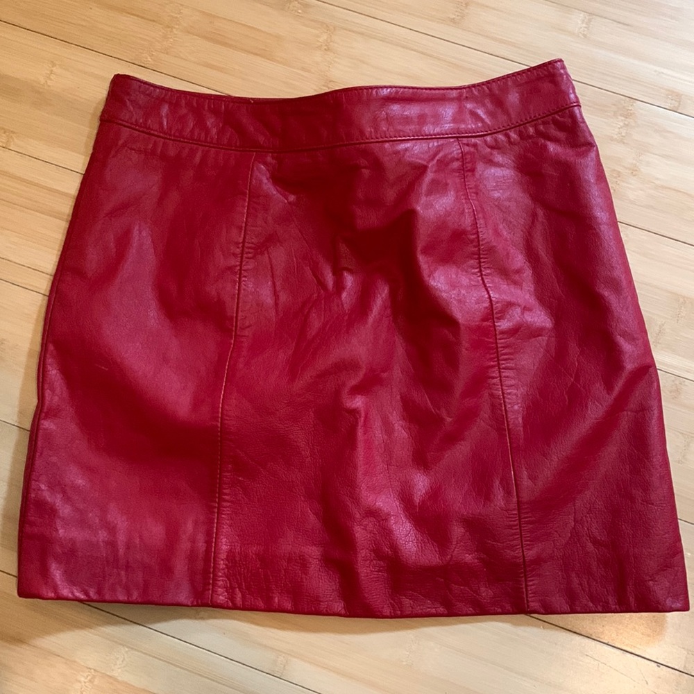 Vintage Red Leather Mini Skirt